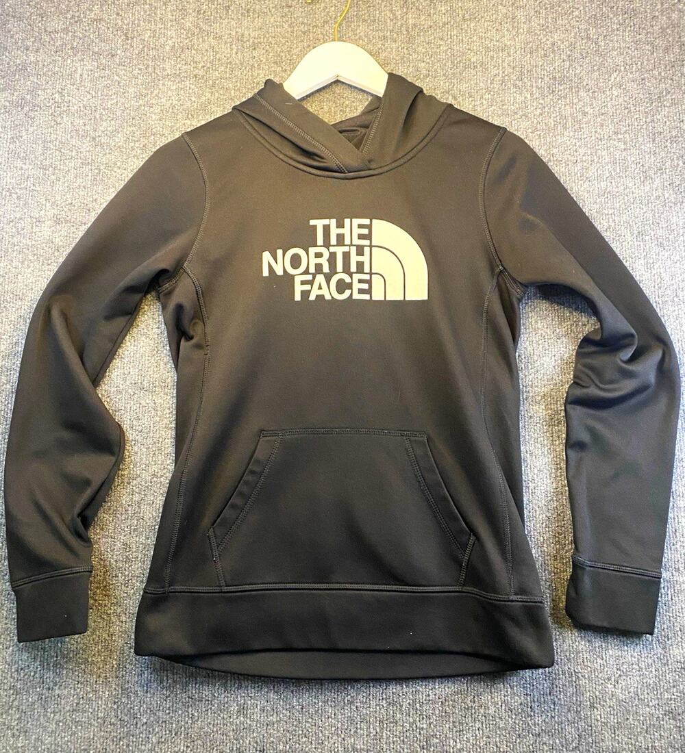 The North Face Petite S Black Pullover Hoodie Logo Kangaroo Pocket Long Sleeve